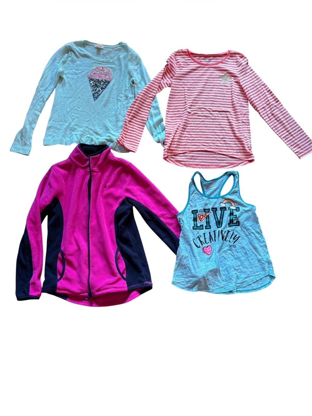 ✨Kids Girls Bundle of 4 with Long sleeves and tank top with a nautica Jacket✨